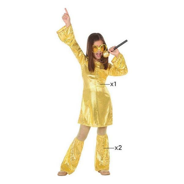 Kostume til børn Disco Gylden (2 Dele) (3 pcs) - 5-6 år