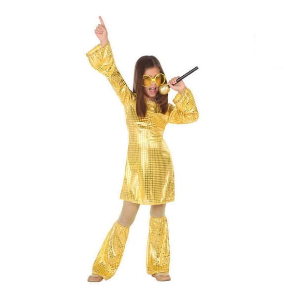 Kostume til børn Disco Gylden (2 Dele) (3 pcs) - 5-6 år