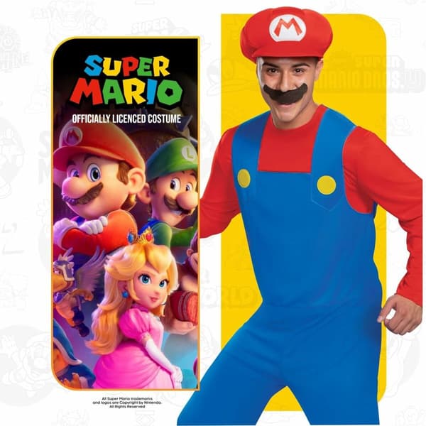 Kostyme voksne Super Mario Lux 3 Deler