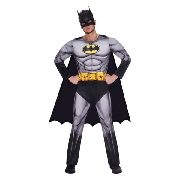 Klassisk Batman Costume Vuxen M - Grå - Kostym med Cape och Mask - Officiell Batman-licens