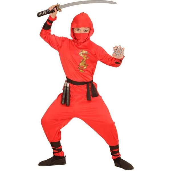 Barn Ninja Kostym - WIDMANN - Röd - Flerfärgad