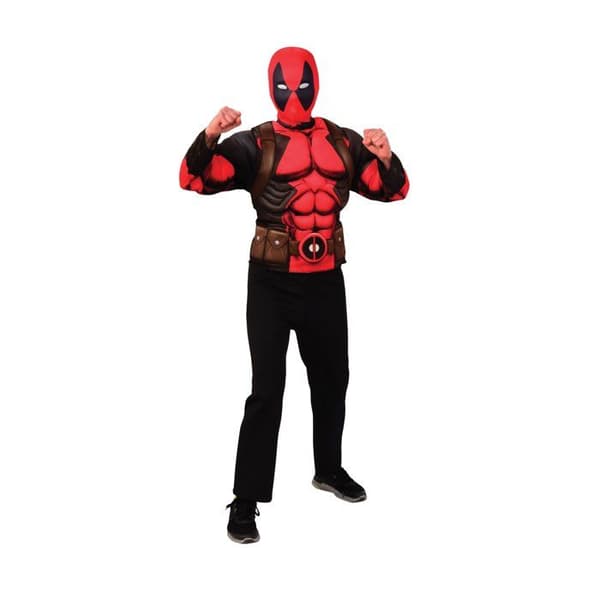 Teenage Deadpool topp och balaclava - Marvel - Röd - Muskeleffekt - Officiell licens