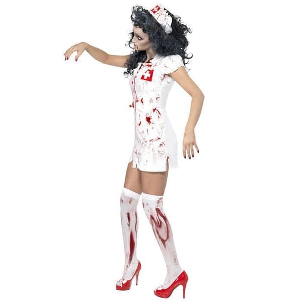 Kvinnors zombiesköterska Halloween kostym