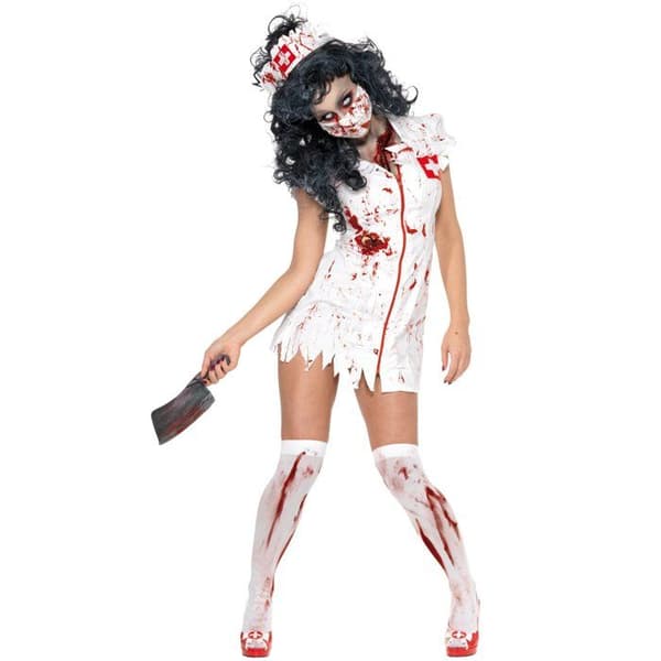 Kvinnors zombiesköterska Halloween kostym