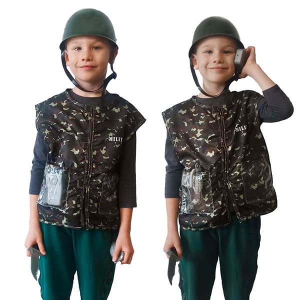 Kostym karneval kostym utklädnad hjälm soldat 3-8 år