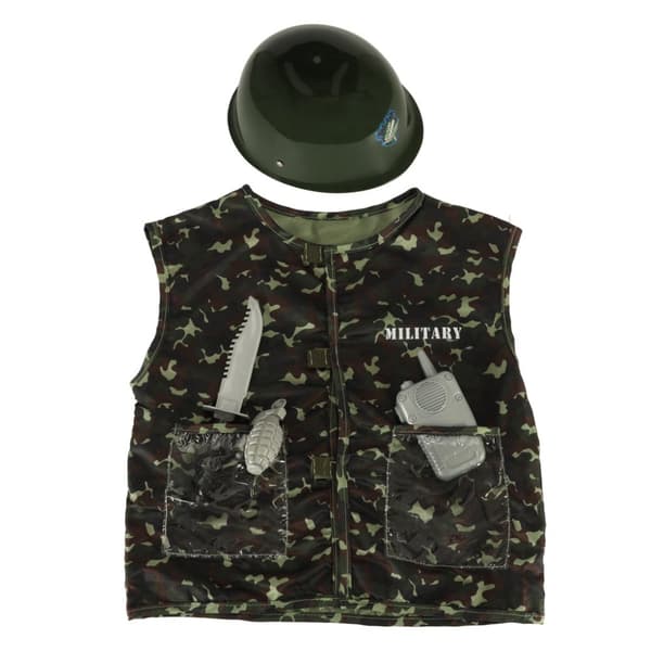 Kostym karneval kostym utklädnad hjälm soldat 3-8 år