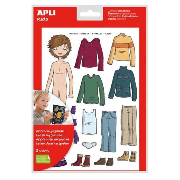 Gommettes repositionerbara - APLI-AGIPA - Klä sig (pojke) - 35 bitar - Stimulerad kreativitet