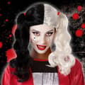 Miniatyrbild 1 av 4: Peruk till Halloween Vit Harlekinfigur