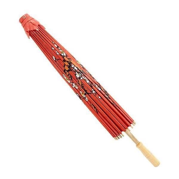 Rött asiatiskt paraply - Kinesiskt 52cm - Papper och bambu - Utomhus