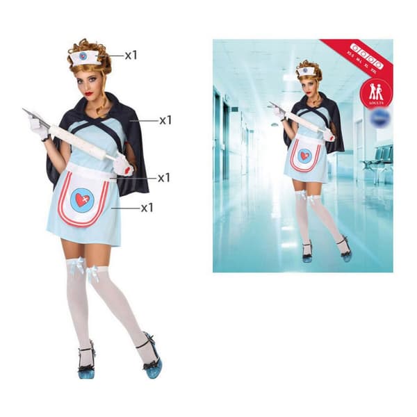 Kostume til voksne Sygeplejerske Multifarvet (4 Dele) (4 pcs) - XL