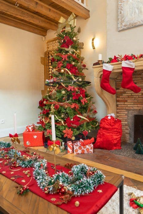Jultomtepåse - WIDMANN - Kvalitetssammet med pompoms - Röd - 60 x 100 cm - Inredning