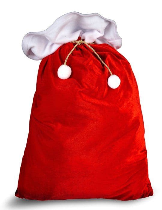 Jultomtepåse - WIDMANN - Kvalitetssammet med pompoms - Röd - 60 x 100 cm - Inredning