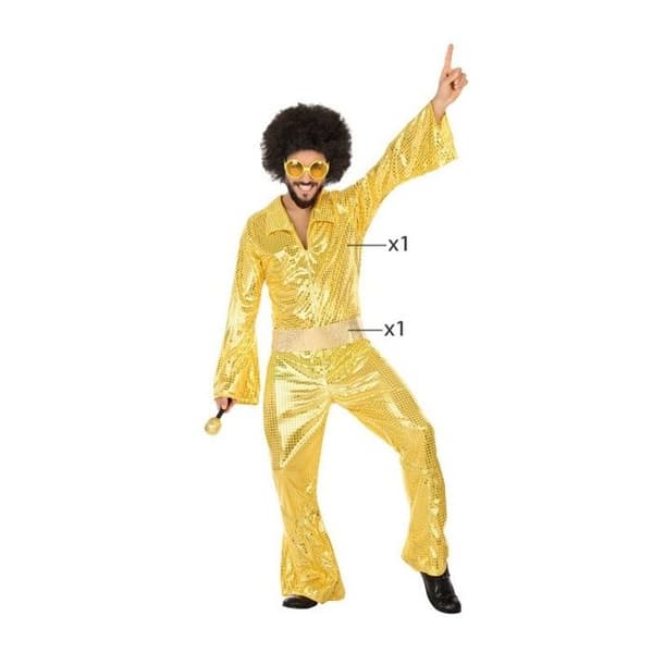 Discodräkt 1980 - Herr - Guldgul - ATOSA - Jumpsuit av Abba-typ - 1980-talskostym