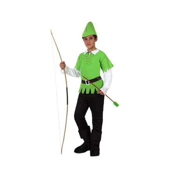Robin Hood Pojkdräkt - Atosa - T3 7-9 år - Skjorta, byxor, skärp, stövelskydd och hatt