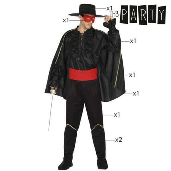 Kostume til voksne Th3 Party Sort Superhelt (7 Dele) - XL