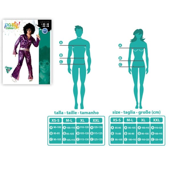 Aikuisten asut Fuksia Disco - XS/S