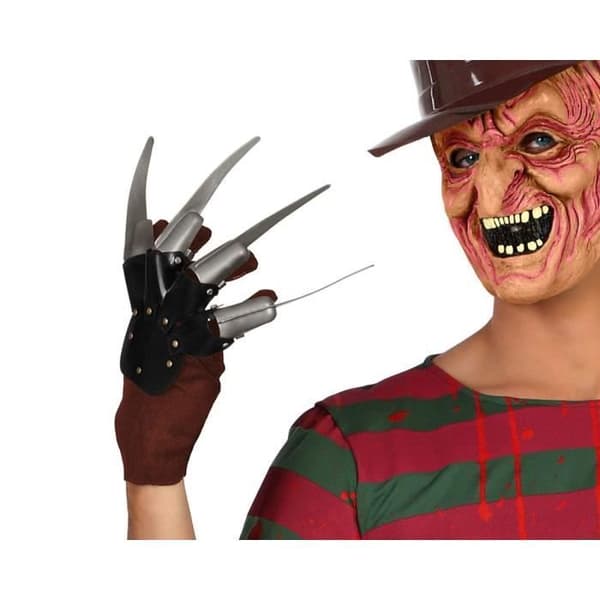 Halloween Handskar Vuxna Män - ATOSA - Assassin tillbehör med knivar - Bourdeau röd, grå och svart