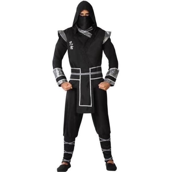 Ninja Kostym Man - ATOSA - Svart kostym med huva, byxor, bandana och bälte