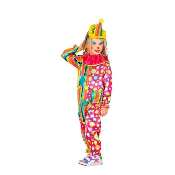 Clownmasker Mångfärgad - WIDMANN - Kostym Flicka 4-5 år - Inomhus - Inkluderar mini hatt