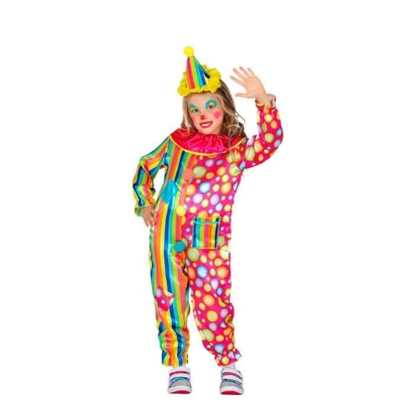 Clownmasker Mångfärgad - WIDMANN - Kostym Flicka 4-5 år - Inomhus - Inkluderar mini hatt