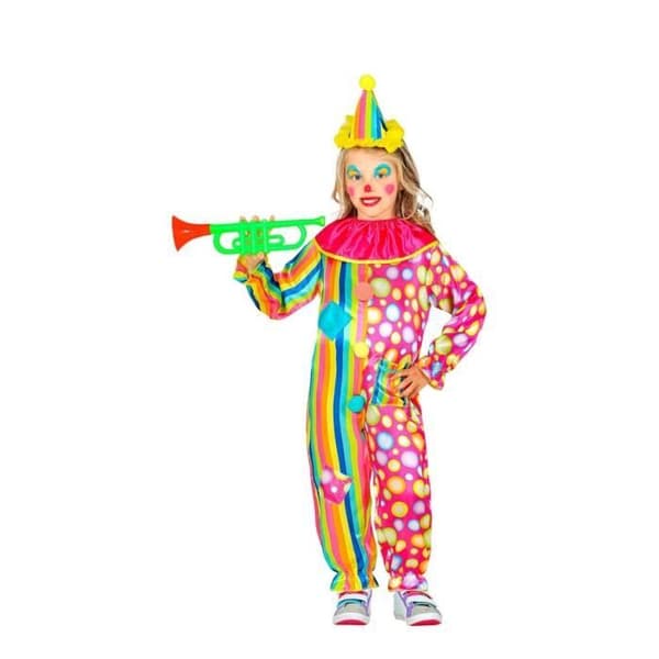 Clownmasker Mångfärgad - WIDMANN - Kostym Flicka 4-5 år - Inomhus - Inkluderar mini hatt