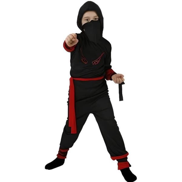 Röd Ninja barndräkt - Märke - Storlek 5/6 år T4 - 10/12 år XL