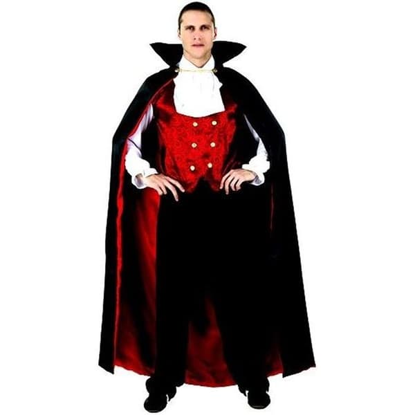 Klassisk vampyr herrkostym - MÄRKE - storlek XL - Svart, röd - Vuxen