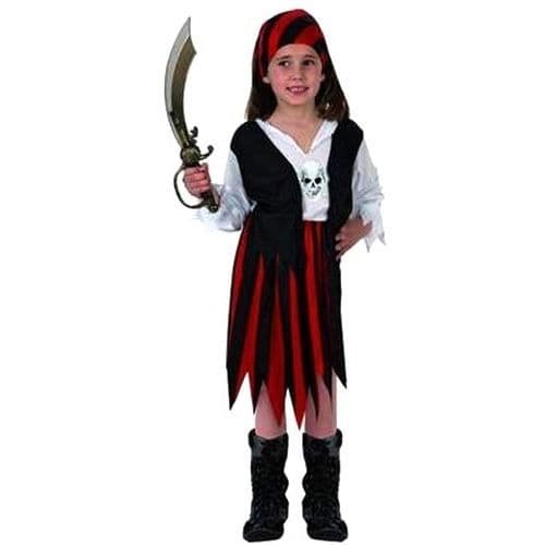 Röd och svart piratdräkt för flickor - Märke - Modell - Storlek 130 till 145 cm - För barn från 7 år och uppåt