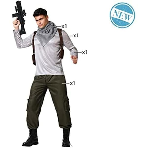 Äventyrardräkt - ATOSA - Man XL - Cosplaydräkt - 4 delar - Färg grå, mörkgrön, brun