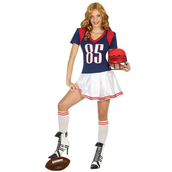 ATOSA American Footballer Woman Costume - Storlek M/L - Blå, röd och vit klänning