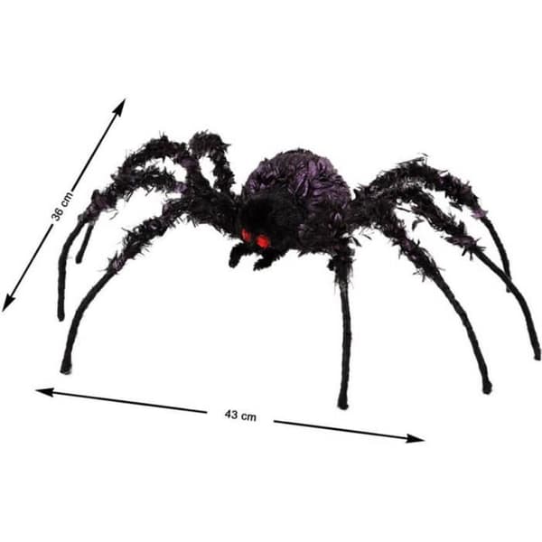 Halloween dekoration - ATOSA - Lila spindel med röda ögon - Storlek 43x36 cm - Inomhus