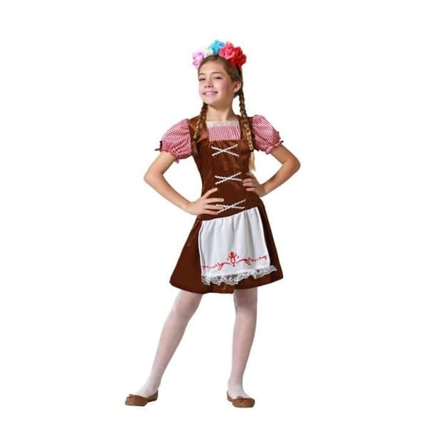 Kostym - ATOSA - Randig brun - Flicka - 3-4 år - 1 klänning ingår