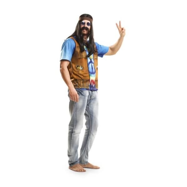 T-shirt utklädnad - MAMMA - T-shirt hippie kostym - Flerfärgad - Gul - Vuxen Man