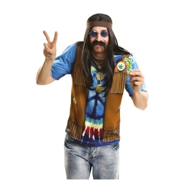 T-shirt utklädnad - MAMMA - T-shirt hippie kostym - Flerfärgad - Gul - Vuxen Man