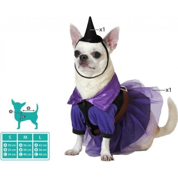 Violett häxa hund kostym