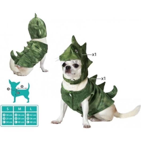 Dinosaurutklädnad - ATOSA - Hund - Grön sammet - Justerbar storlek - Rolig och attraherande