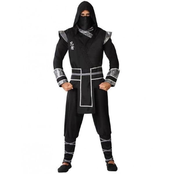 Ninja Kostym Man - ATOSA - Svart kostym med huva, byxor, bandana och bälte