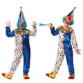 Miniatyrbild 1 av 4: Clowndräkt - ATOSA - Blå med färgglada prickar - Hatt och overall - För barn 10-12 år - Unisex