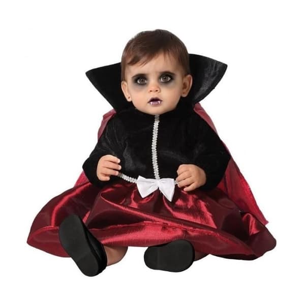 Baby Girl Vampire Costume - ATOSA - Sammets- och satinklänning - Kap med stor krage - Svart
