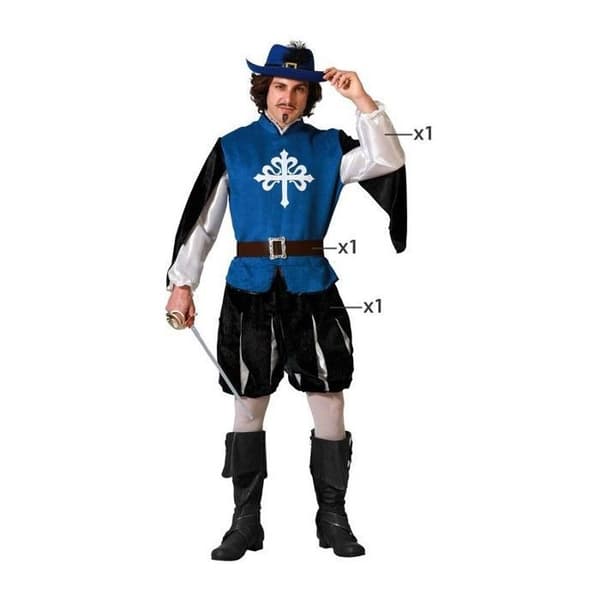 Blå musketördräkt för män
