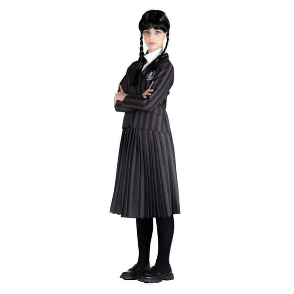 Onsdag Addams Nevermore Academy flickdräkt - CIAO - Skoldräkt - Svart, grå - Storlek 8-10 år