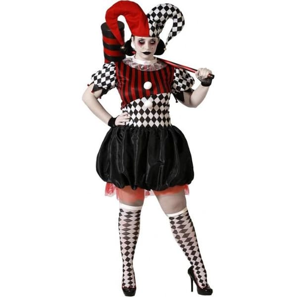 Devilish Harlequin Woman Costume - ATOSA - Halloween kostym - Röd och svart - Vuxen