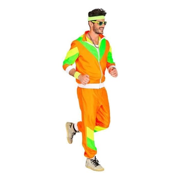 Kostym jumpsuit - WIDMANN - 80-tal - Orange och grön - Vuxen - XXL