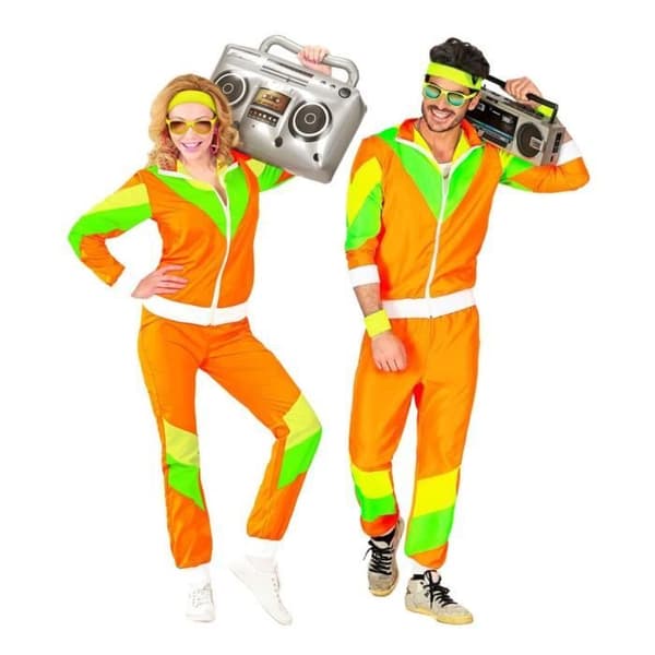Kostym jumpsuit - WIDMANN - 80-tal - Orange och grön - Vuxen - XXL