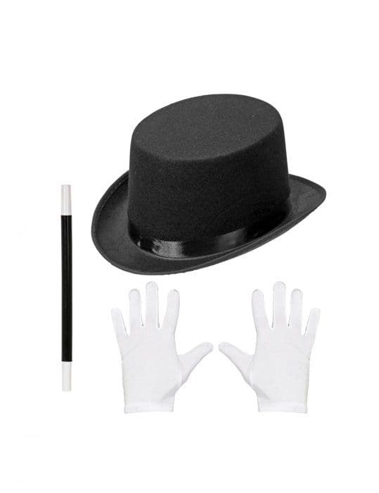 Kit med tillbehör för barnmagiker - Svart - Hatt, stav och handskar