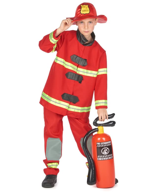 Brandmand - udklædning til børn M 7-9 years (120-130 cm)