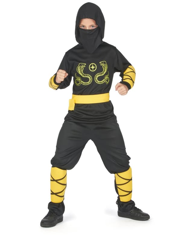 Guttens sorte og gule ninjakostyme