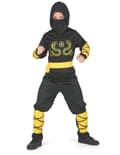 Miniatyrbilde 3 av 8: Guttens sorte og gule ninjakostyme