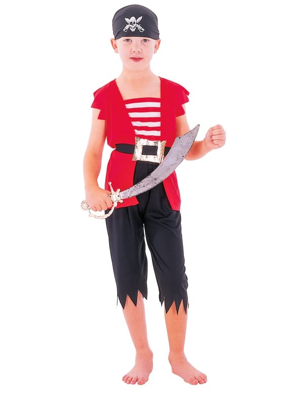 Piratkostume med dødningehoved og striber