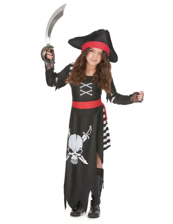 Pirate Captain Girl kostyme M 7-9 years (120-130 cm)